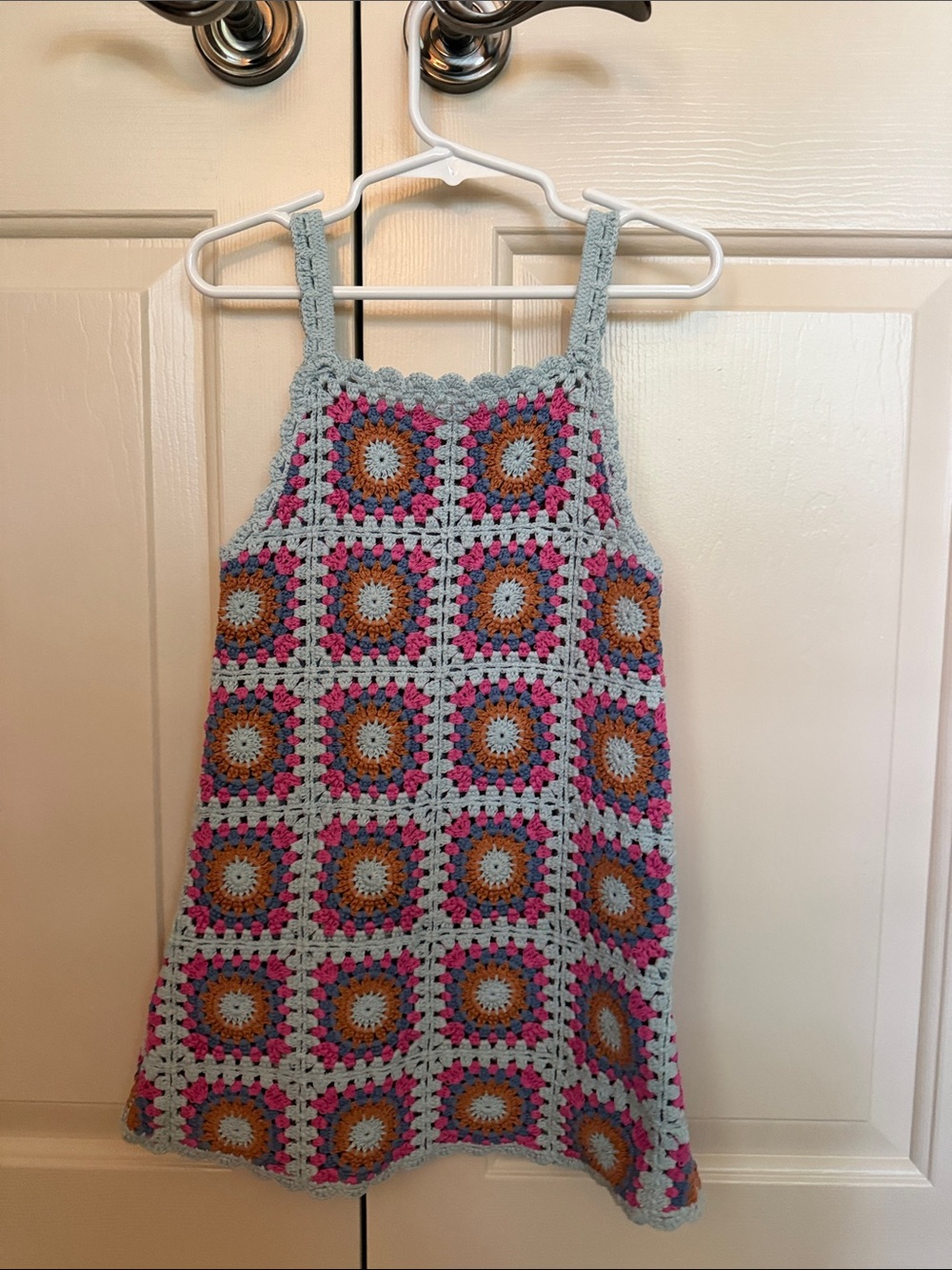 Zara Crochet Tank Top in Light Blue, Pink, Orange, Brown